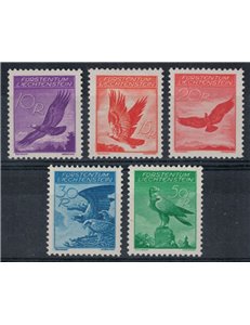 LIECHTENSTEIN 1934-35 Royal Eagle 5v MH*