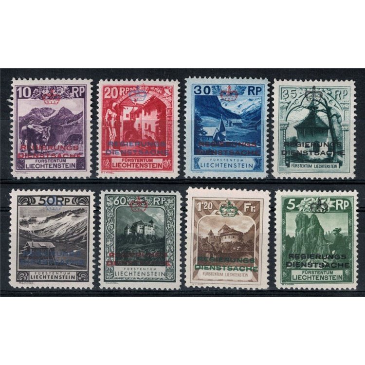 LIECHTENSTEIN 1932 Official Stamps 8v MH*