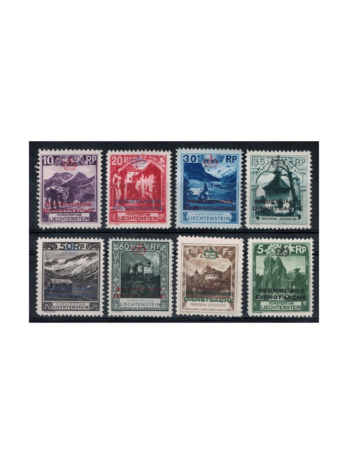 LIECHTENSTEIN 1932 Francobolli di servizio 8v MH*
