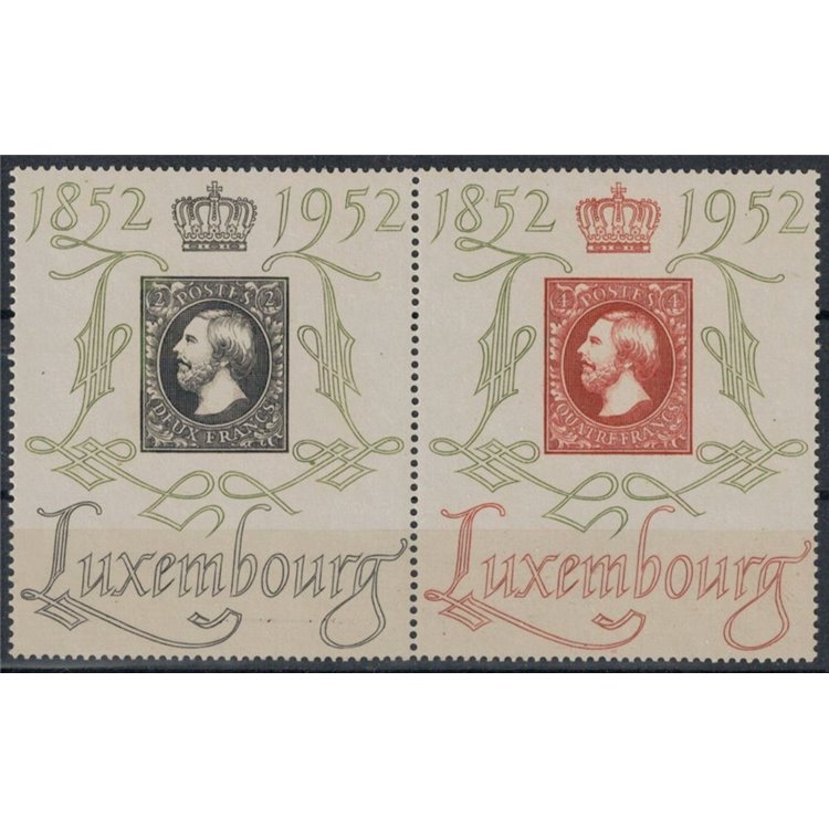LUSSEMBURGO 1952 Centenario del francobollo 2v MNH**