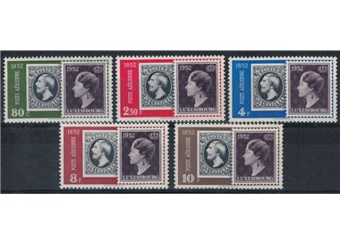 LUXEMBOURG 1952 Centenary of the stamp, airmail 5v MNH**