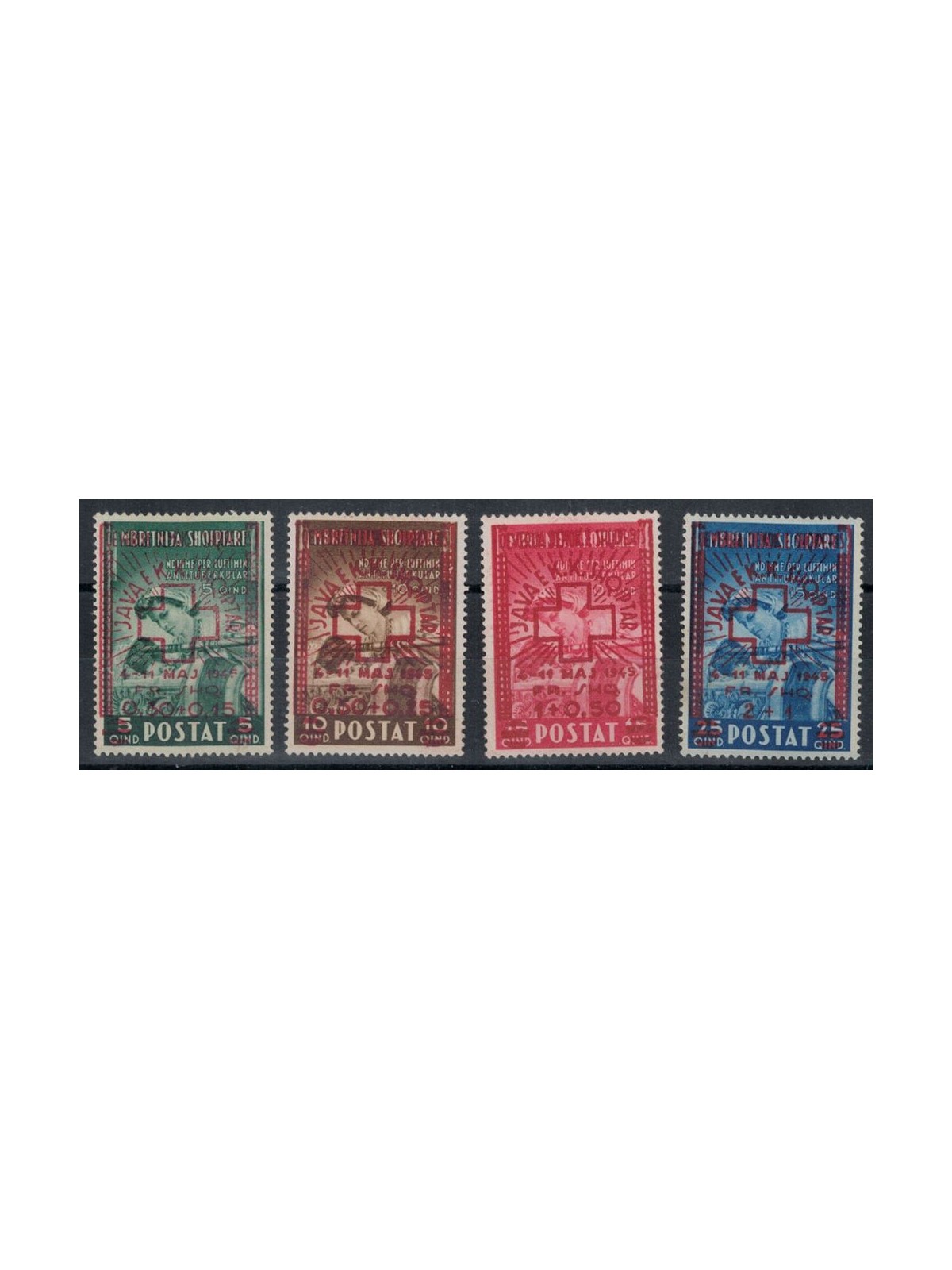 ALBANIA 1945 Croce Rossa 4v MH*