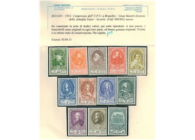 BELGIO 1952 Congresso Upu a Bruxelles 12v MH* ©