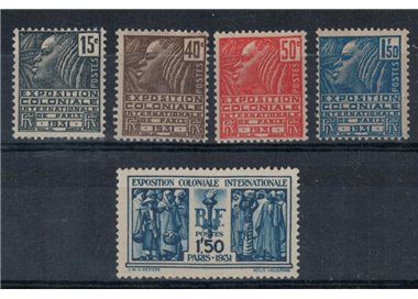 FRANCE 1930-31 Paris Colonial Exhibition 5v MNH**