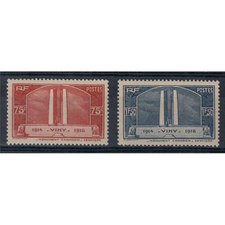 FRANCIA 1936 Monumento ai Canadesi 2v MNH**