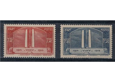 FRANCIA 1936 Monumento ai Canadesi 2v MNH**