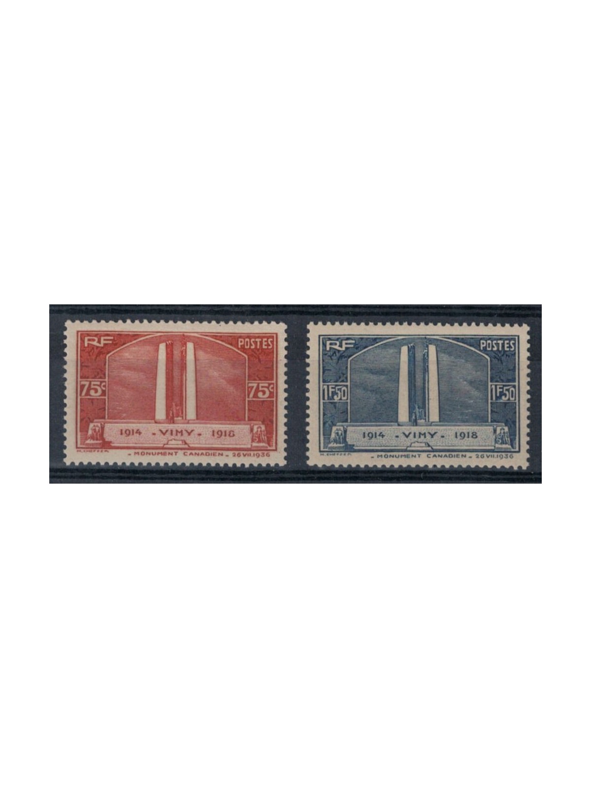 FRANCE 1936 Monument to the Canadians 2v MNH**
