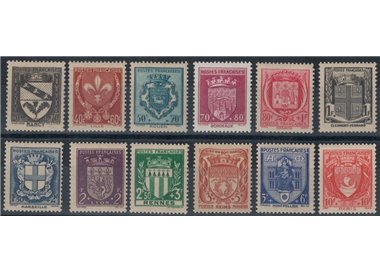 FRANCE 1941 National Relief, city coats of arms 12v MNH**