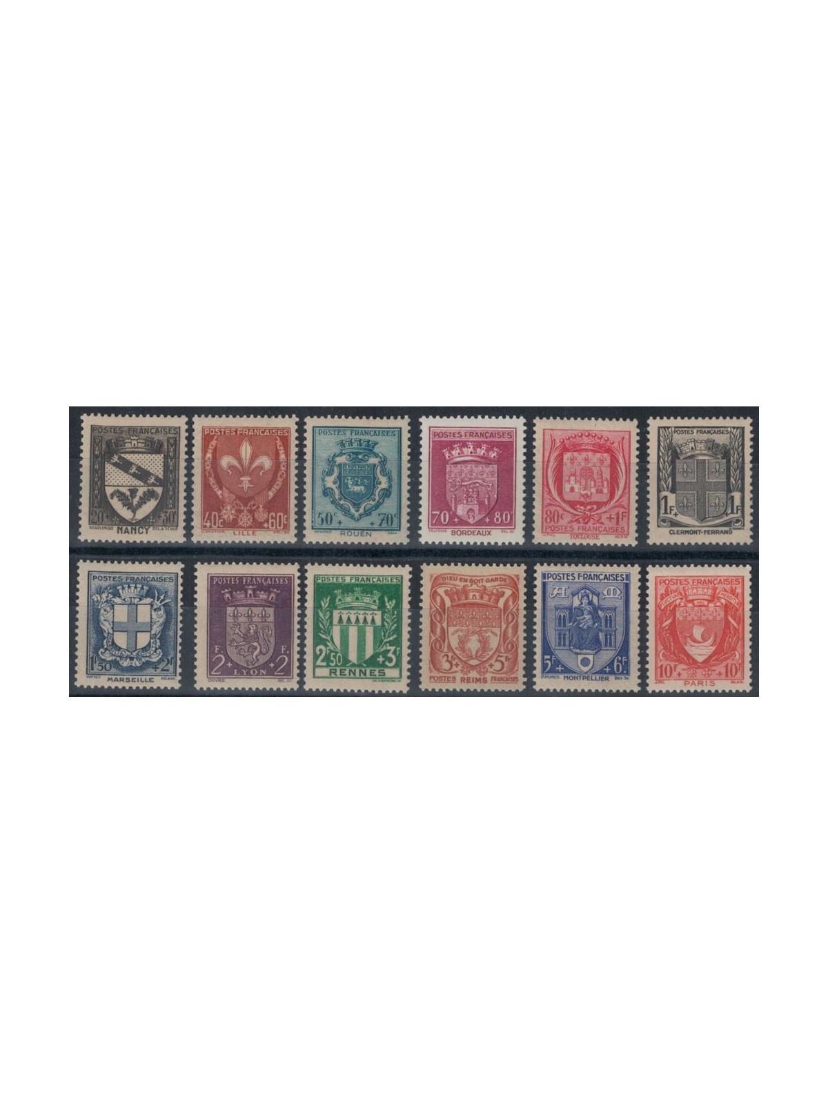FRANCE 1941 National Relief, city coats of arms 12v MNH**