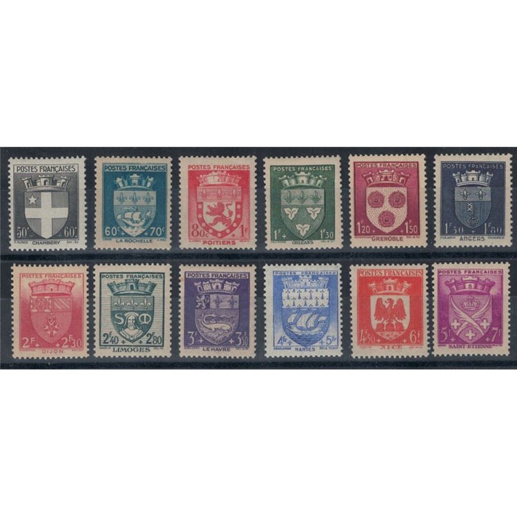 FRANCIA 1942 Soccorso Nazionale, stemmi di città 12v MNH**
