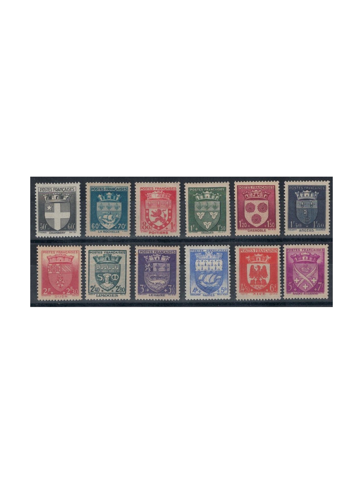 FRANCIA 1942 Soccorso Nazionale, stemmi di città 12v MNH**
