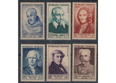 FRANCIA 1953 Celebrità del XII e XX secolo 6v MNH**
