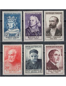 FRANCIA 1954 Celebrità dal XIII al XX secolo 6v MNH**