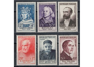 FRANCIA 1954 Celebrità dal XIII al XX secolo 6v MNH**