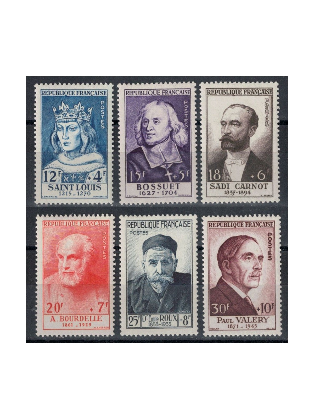 FRANCIA 1954 Celebrità dal XIII al XX secolo 6v MNH**