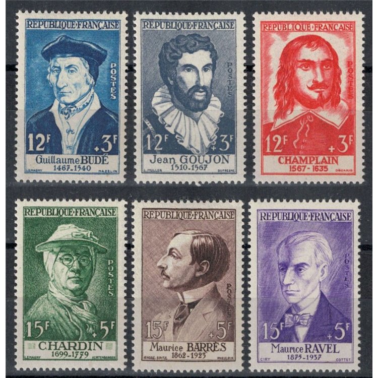 FRANCIA 1956 Celebrità dal XV al XX secolo 6v MNH**
