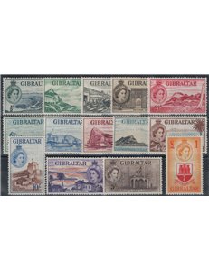 GIBILTERRA 1953 Effigie della Regina Elisabetta e vedute 14v MH*