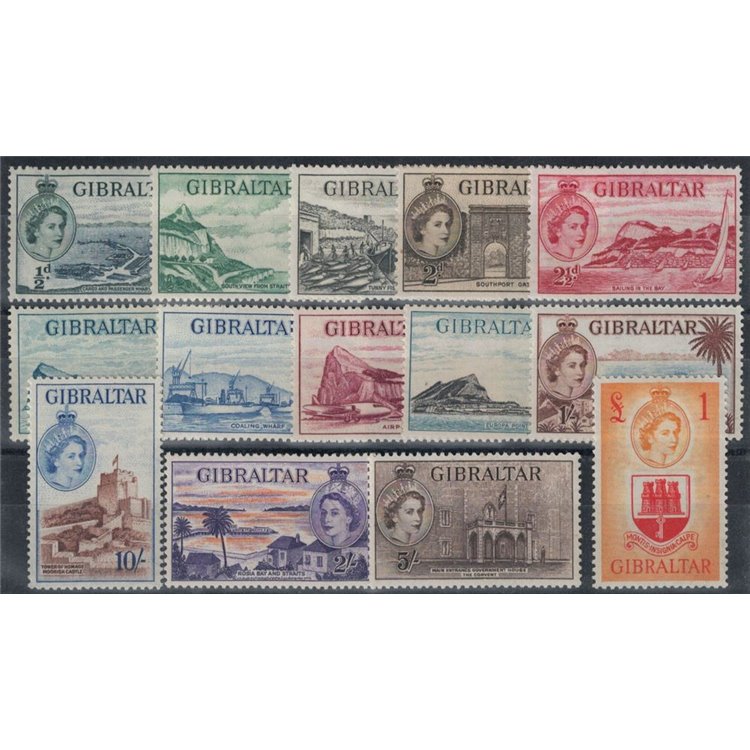 GIBRALTAR 1953 Effigy of Queen Elizabeth and views 14v MH*