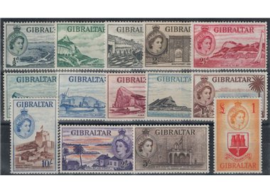 GIBRALTAR 1953 Effigy of Queen Elizabeth and views 14v MH*