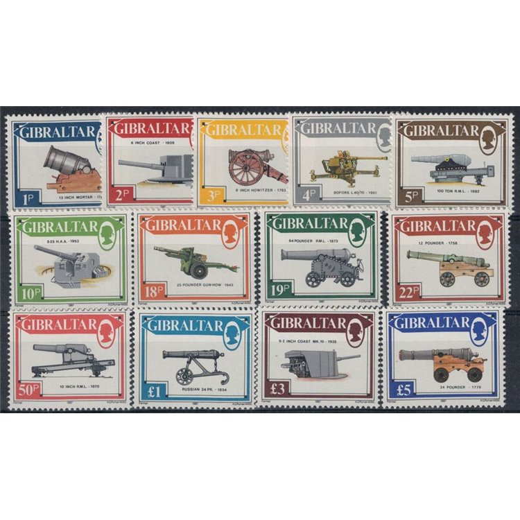 GIBILTERRA 1987 Serie ordinaria, cannoni 13v MNH**