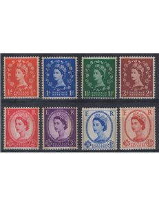 GREAT BRITAIN 1959 Effigy of Elizabeth II with phosphorus bands 8v MNH**