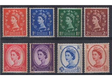 GRAN BRETAGNA 1959 Effigie di Elisabetta II con bande di fosforo 8v MNH**