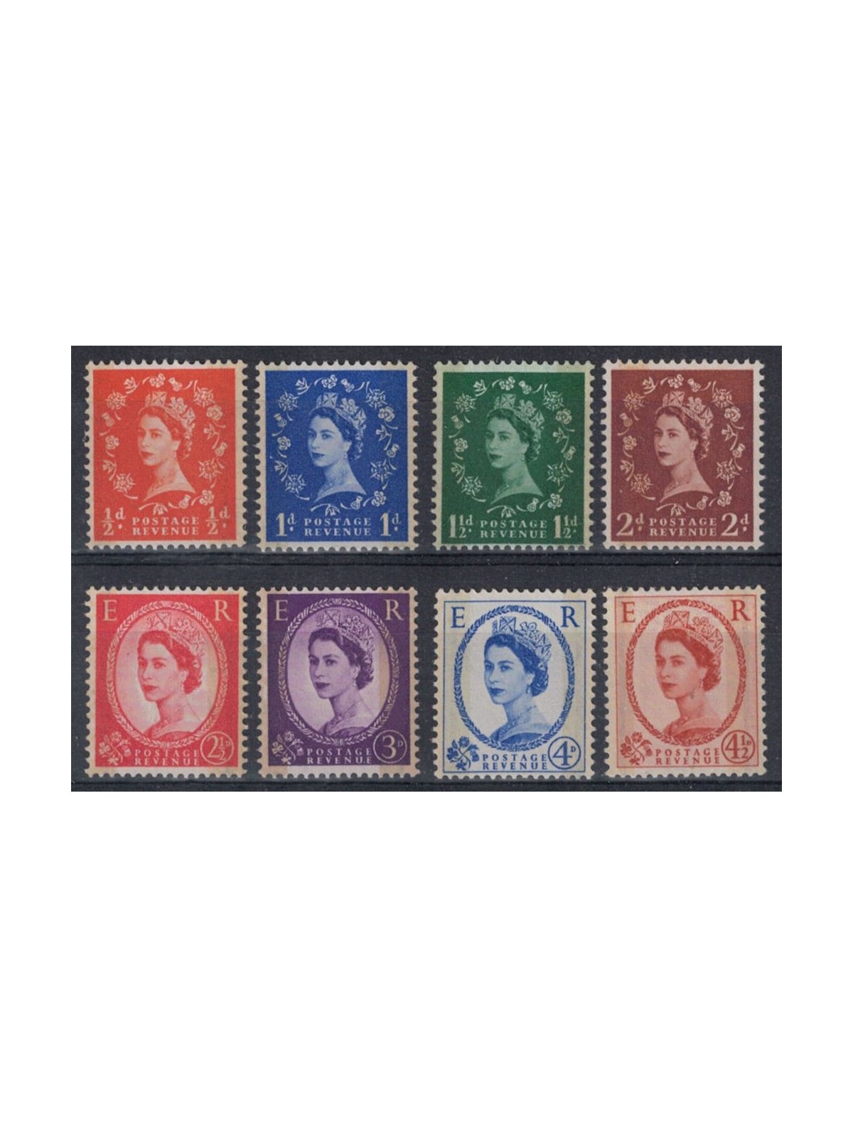GRAN BRETAGNA 1959 Effigie di Elisabetta II con bande di fosforo 8v MNH**