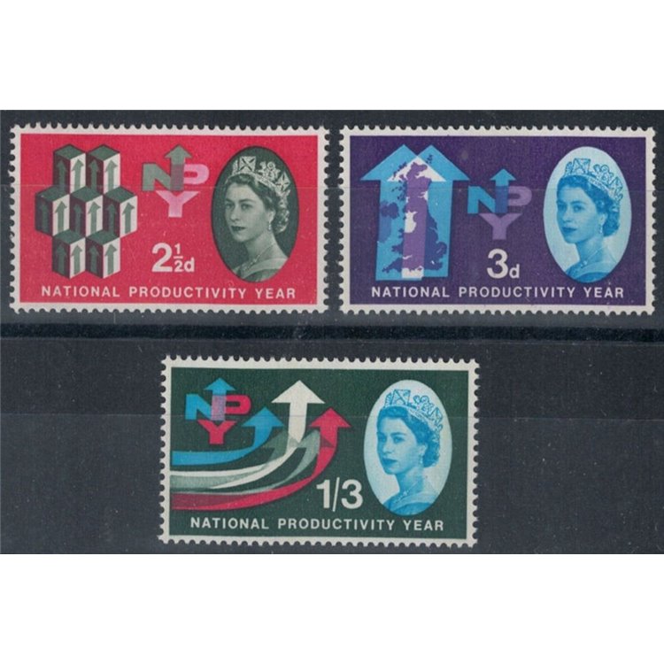 GREAT BRITAIN 1962 Year of National Productivity with Phosphorus Bands 3v MNH**