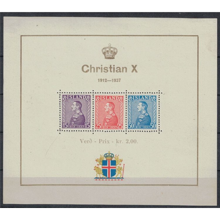 ICELAND 1937 Advent to the Throne of Christian X s/s MH*