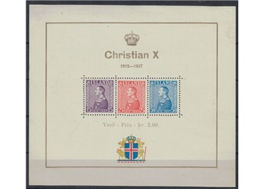 ICELAND 1937 Advent to the Throne of Christian X s/s MH*