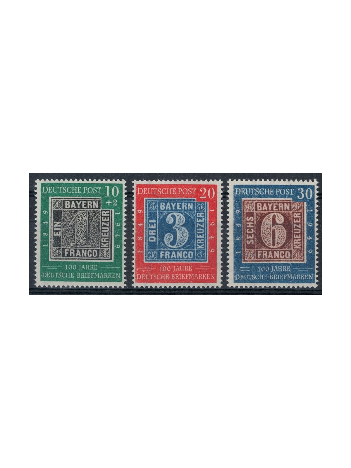 GERMANY FRG 1949 Centenary of the postage stamp 3v MNH**