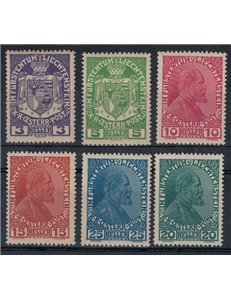 LIECHTENSTEIN 1917-18 Stemma o effigie del Principe Giovanni II 6v MNH**