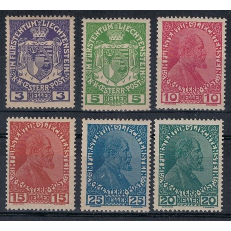 LIECHTENSTEIN 1917-18 Stemma o effigie del Principe Giovanni II 6v MNH**