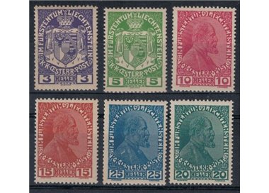 LIECHTENSTEIN 1917-18 Stemma o effigie del Principe Giovanni II 6v MNH**
