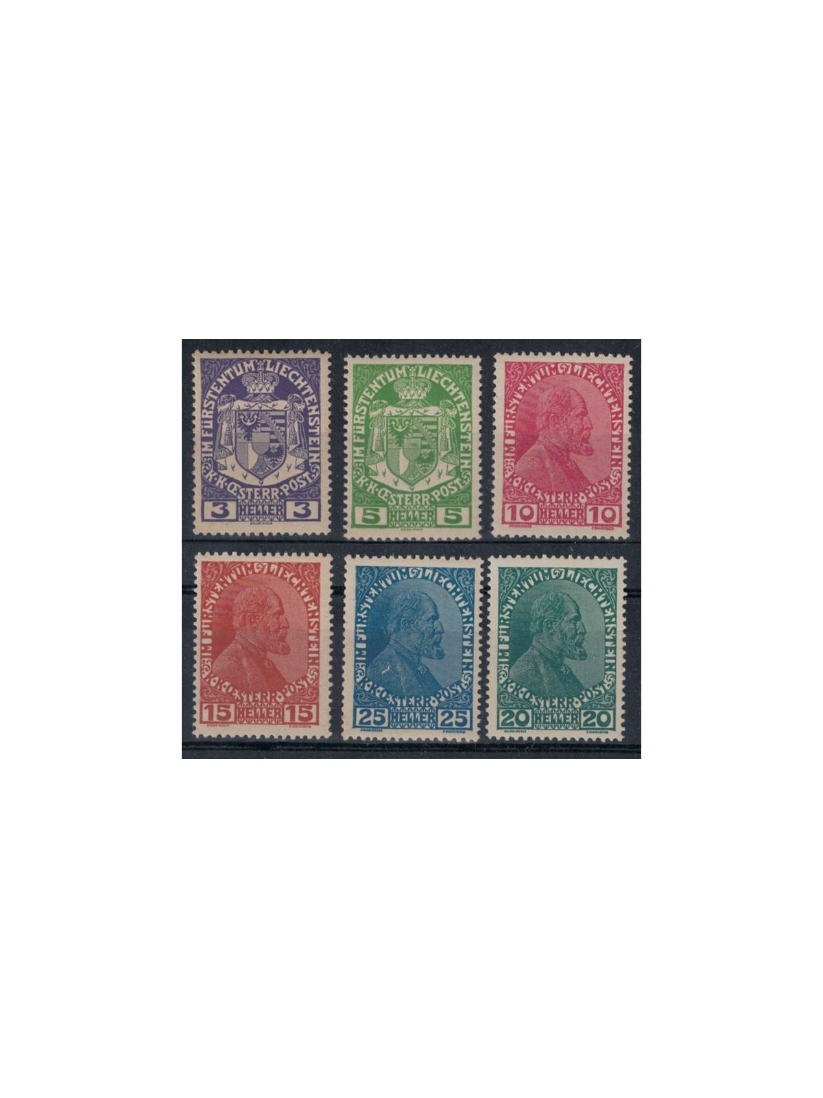 LIECHTENSTEIN 1917-18 Stemma o effigie del Principe Giovanni II 6v MNH**