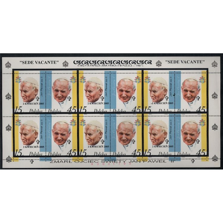 POLAND 2005 Pope John Paul II Overprinted in mourning m/s MNH**