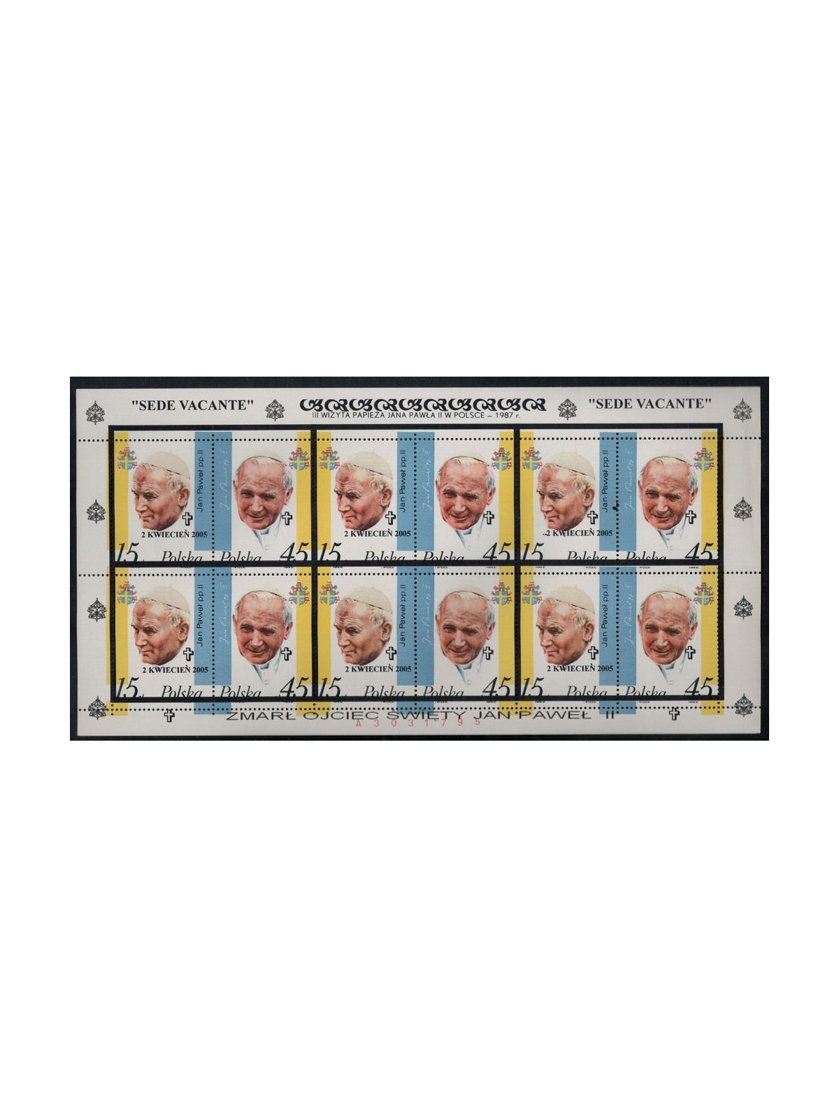 POLAND 2005 Pope John Paul II Overprinted in mourning m/s MNH**