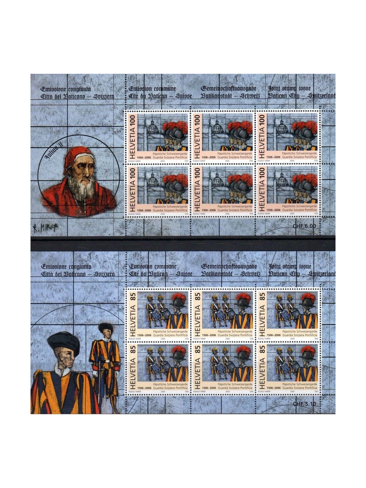 SWITZERLAND 2005 Pontifical Swiss Guard 2 m/s MNH**