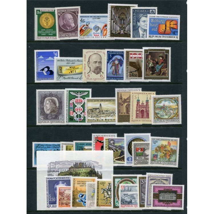 AUSTRIA 1985 Complete Year 36v + 1 s/s MNH**