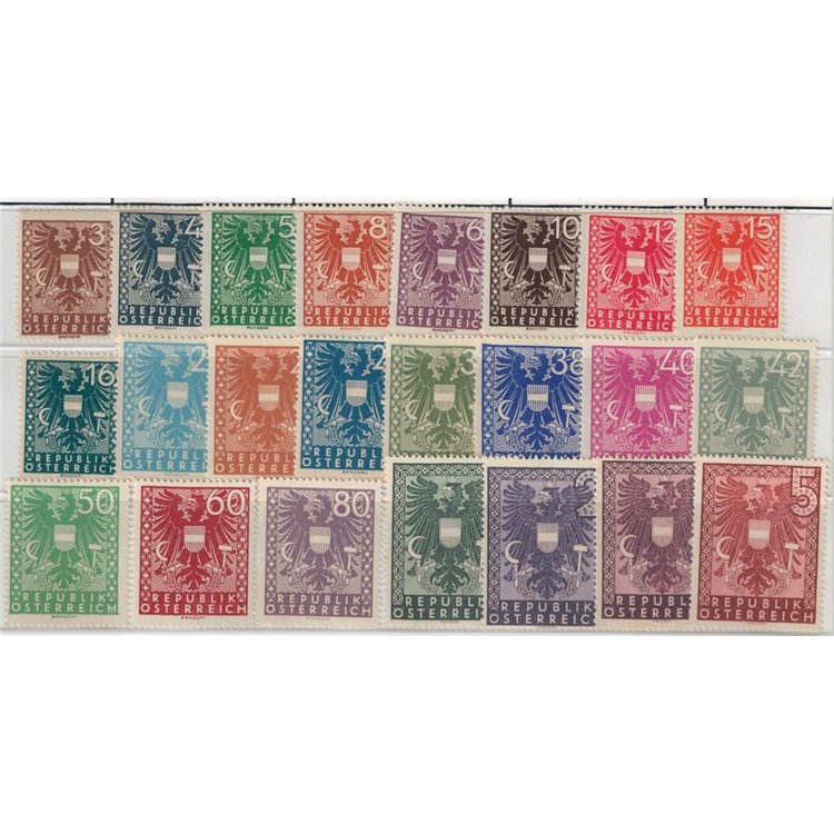 AUSTRIA 1945 Coat of Arms, ordinary set 23v MNH**