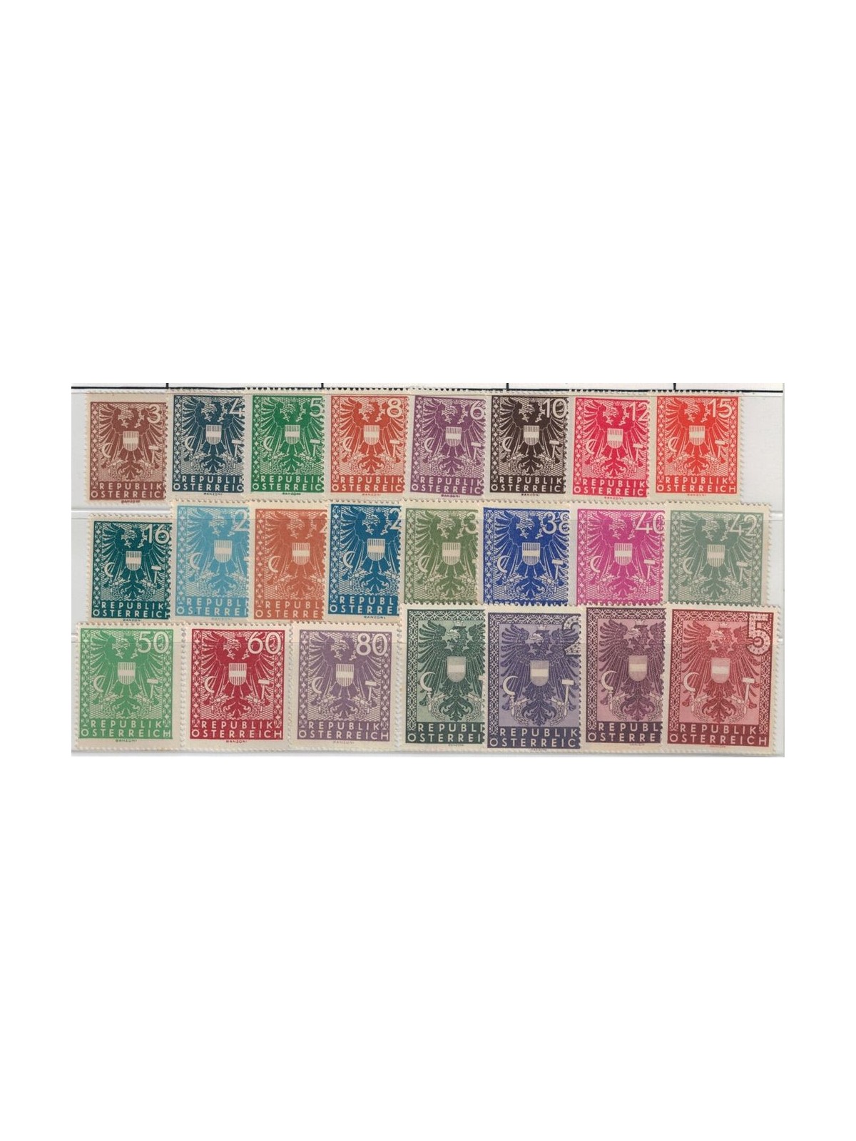 AUSTRIA 1945 Coat of Arms, ordinary set 23v MNH**
