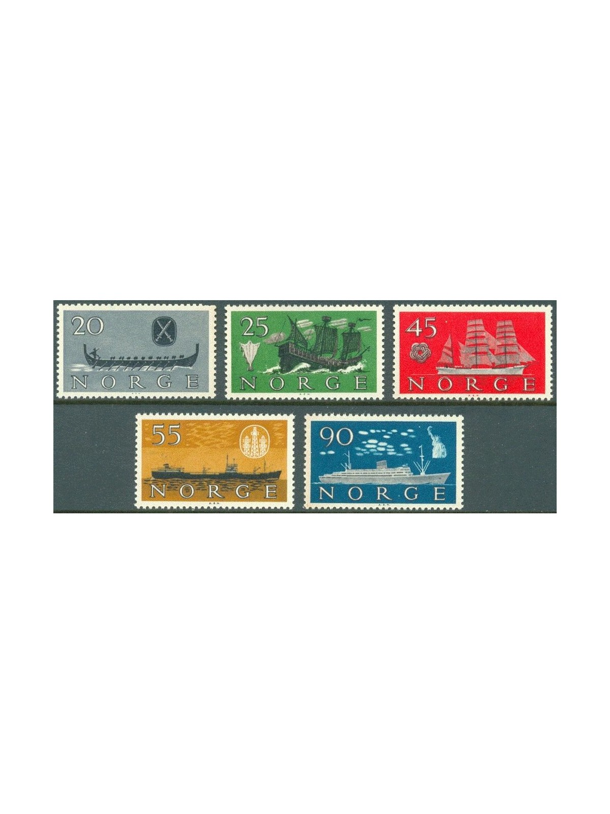 NORVEGIA 1960 Navi norvegesi 5v MH*