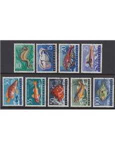 YUGOSLAVIA 1956 Yugoslavian fauna, animals of the Adriatic Sea 9v us