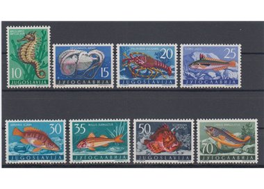 JUGOSLAVIA 1956 Fauna jugoslava, animali del Mare Adriatico 9v mng