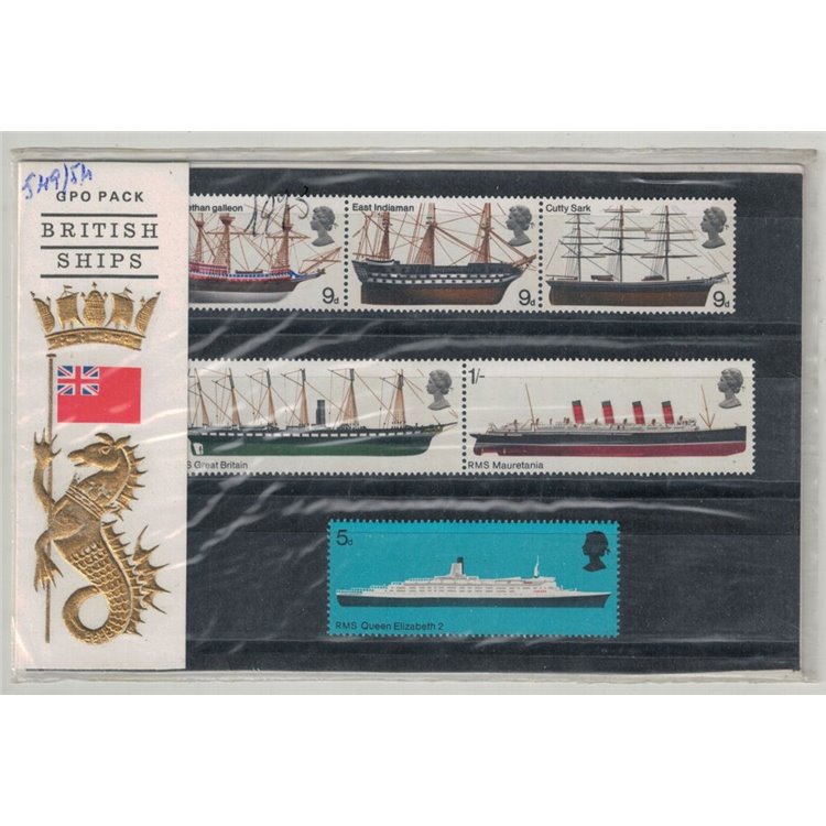 GREAT BRITAIN 1969 British ships, Presentation pack 6v MNH**