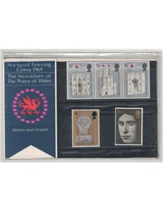 GREAT BRITAIN 1969 Investiture of the Prince of Wales, Presentation pack 5v MNH**