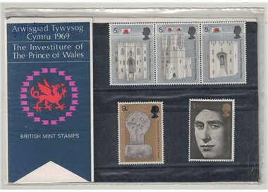 GRAN BRETAGNA 1969 Investitura del Principe di Galles, Presentation pack 5v MNH**
