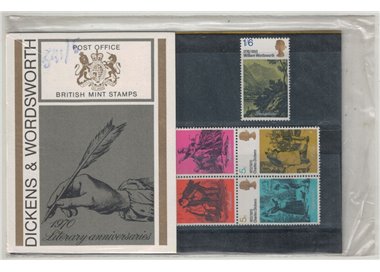GRAN BRETAGNA 1970 Dickens e Wordsworth, Presentation pack 5v MNH**