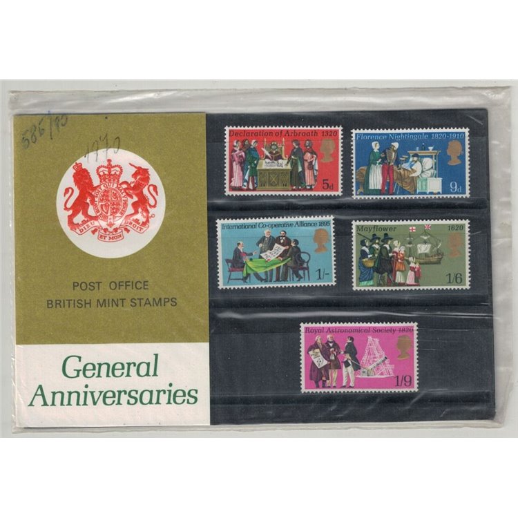GREAT BRITAIN 1970 Various Anniversaries, Presentation pack 5v MNH**