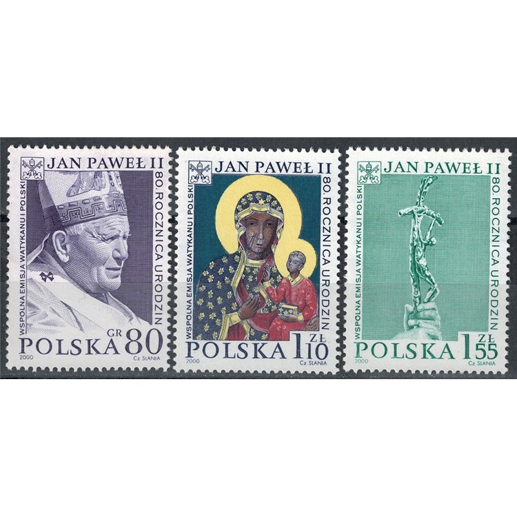 POLAND 2000 Birthday of John Paul II 3v MNH**